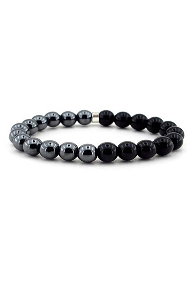 Hematite & Matte Onyx Natural Stone Men's Bracelet