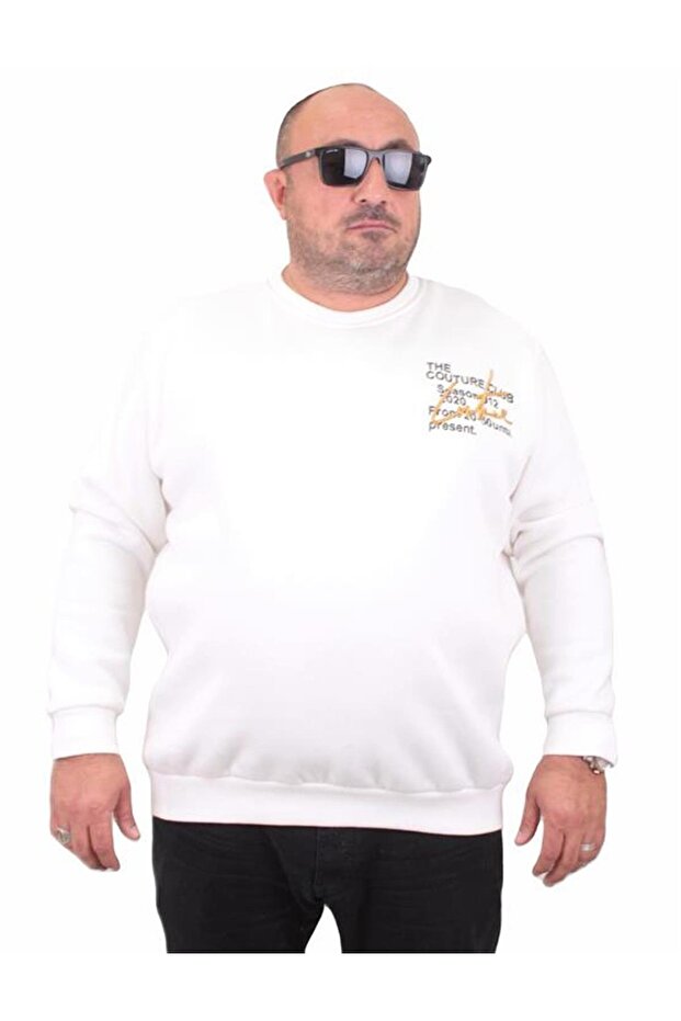 Men's Plus Size Crew Neck Sweat Conture Club 23203 ECRU