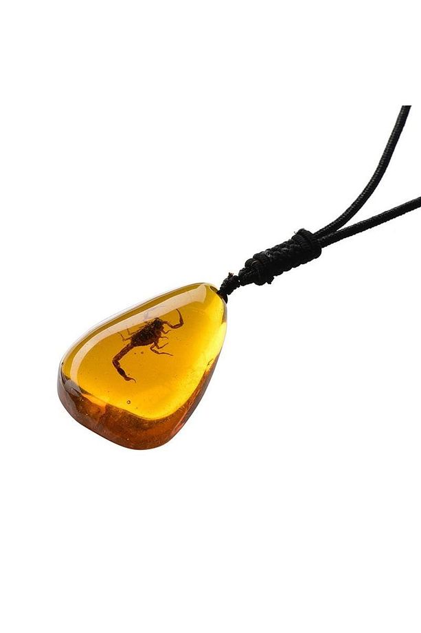 Damla Reçine Içinde Gerçek 6 Buğum Akrep Kolye Ayarlanabilir Örgü Ip - 1