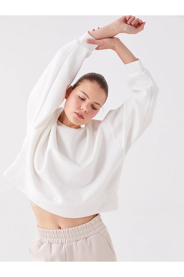 LCW Active Bisiklet Yaka Düz Uzun Kollu Oversize Kadın Sweatshirt - 2