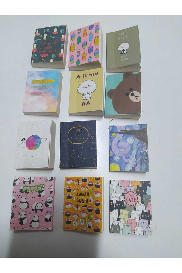 NOT DEFTER MİNİK BOYİ 4X5 CM 120 YAPRAK ÇİZGİSİZ 6 FARKLI KAPAK RENKLERİYLE 6 ADET FİYATIDIR - 1