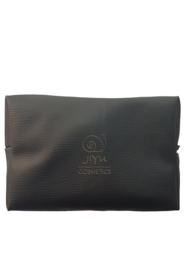 Skin Care and Makeup Bag Lined Black Faux Leather