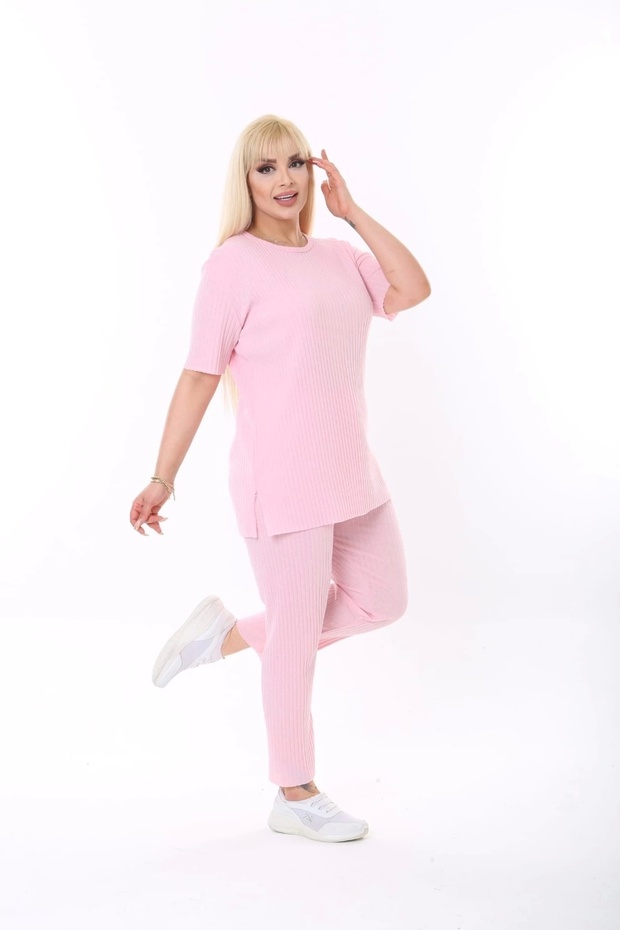 Short Sleeve, Elastic Waist, Slit, Comfortable, Double Camisole Set