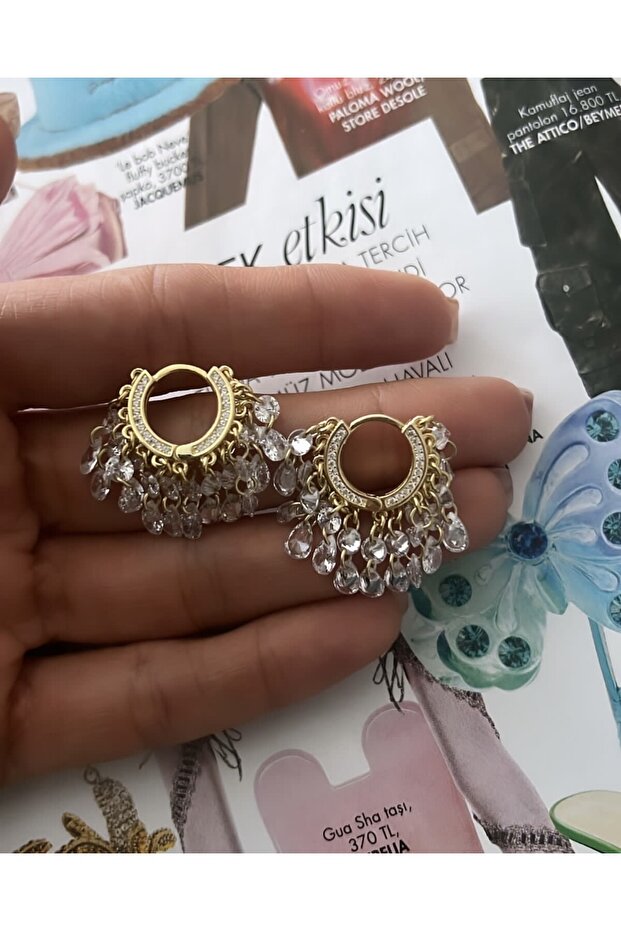 Taşlı Salkım Küpe - 2