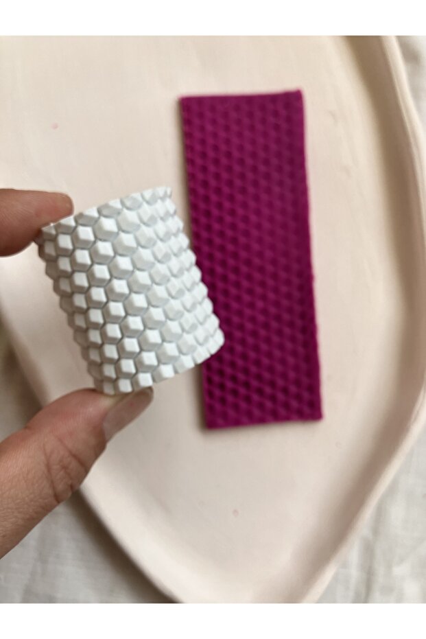 لفة نسيج بوليمر كلاي منقوشة على شكل قرص العسل / لفة نمط الطين السيراميكي - 2