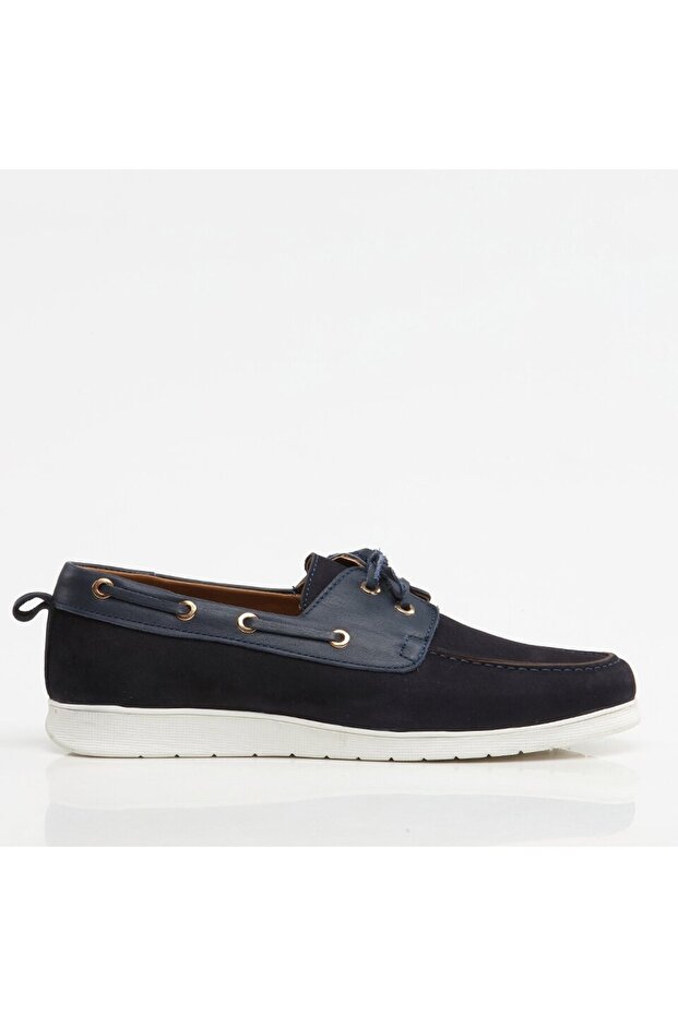 Navy Blue Genuine Leather Men's Casual Shoes