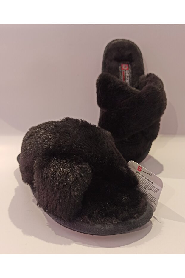 PLUSH CROSS-STRAPPED COMFORTABLE SOLE WINTER HOME AND GUEST SLIPPERS