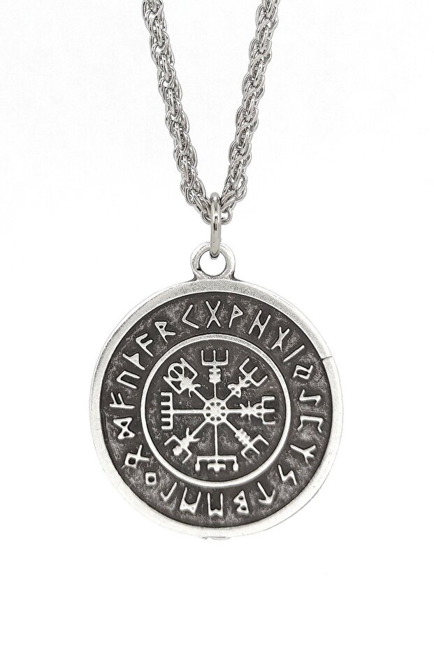 Nordic Vegvisir Compass Pendant Viking Runes Necklace