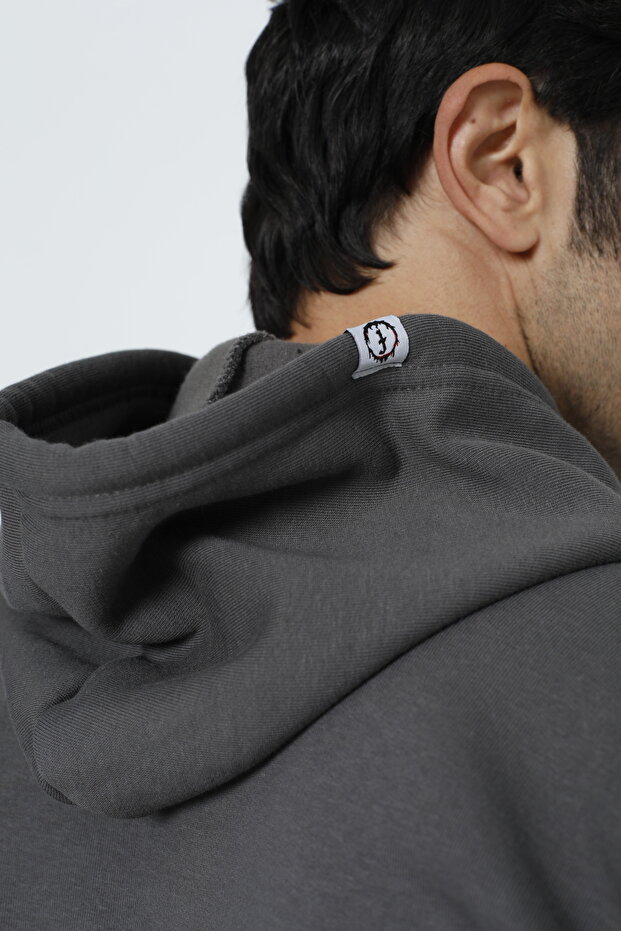 Baskısız Basic Oversize Kapüşonlu Sweatshirt - 7