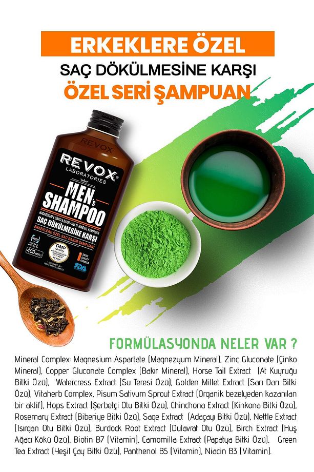 Men Saç Dökülmesine Karşı Şampuan 400 Ml X 2 Adet - 3