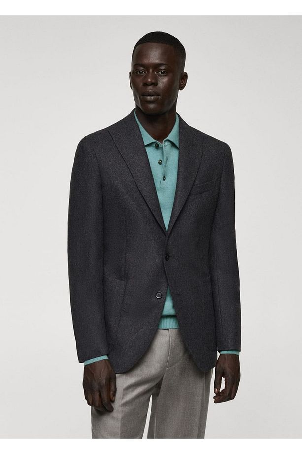 Saf yün melanj blazer ceket - 1