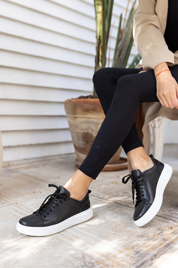 BLAIR WOMEN'S BLACK REAL LEATHER SNEAKER