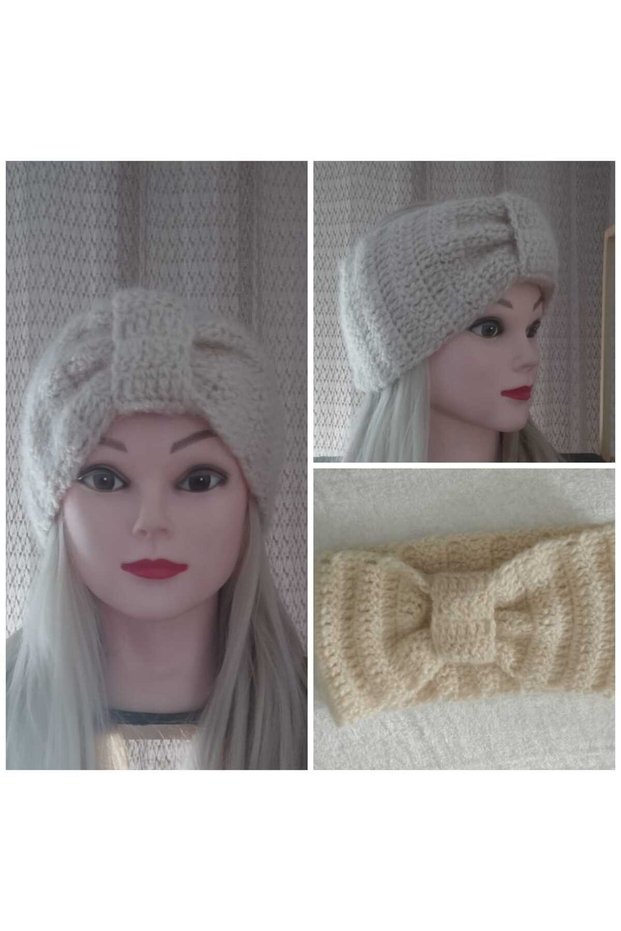 Knitted Headband, Hand Knitted Twisted Bandana, Winter Half Beanie, Knitted Earmuff