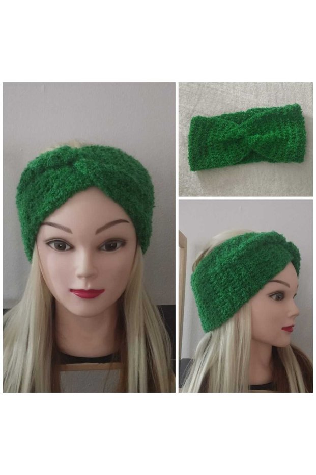 Knitted Headband, Hand Knitted Twisted Bandana, Winter Half Beanie, Knitted Earmuff