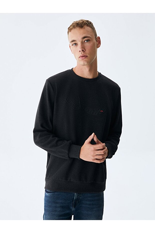 Logolu Antrasit Sweatshırt - 2