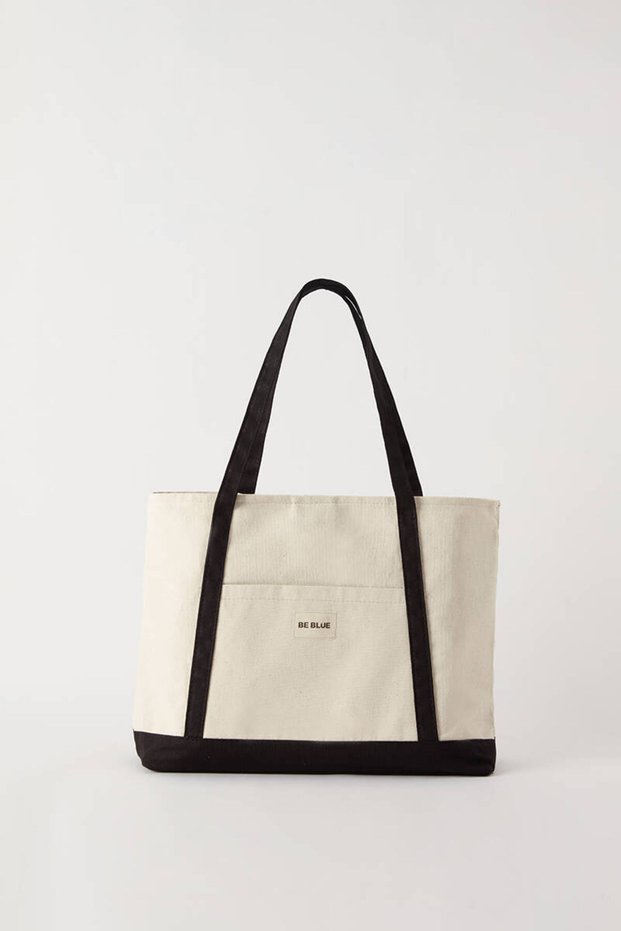 Natural Canvas Bag with Black Detail
