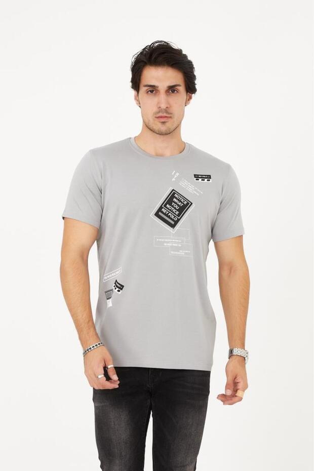 Crew Neck Front Piece Printed T-Shirt