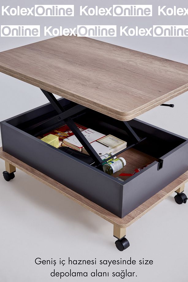 Helsinki katlanır orta sehpa , yükselebilir lift table , tekerli sehpa alaska antrasit renk - 6