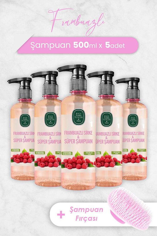 Frambuazlı Sirke & Süper Şampuan 500 ml X 5 Adet Ve Şampuan Fırçası - 1