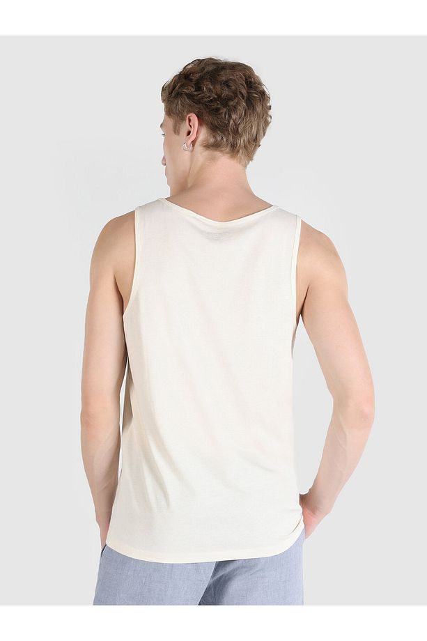 Regular Fit Baskılı Ekru Erkek Atlet - 2
