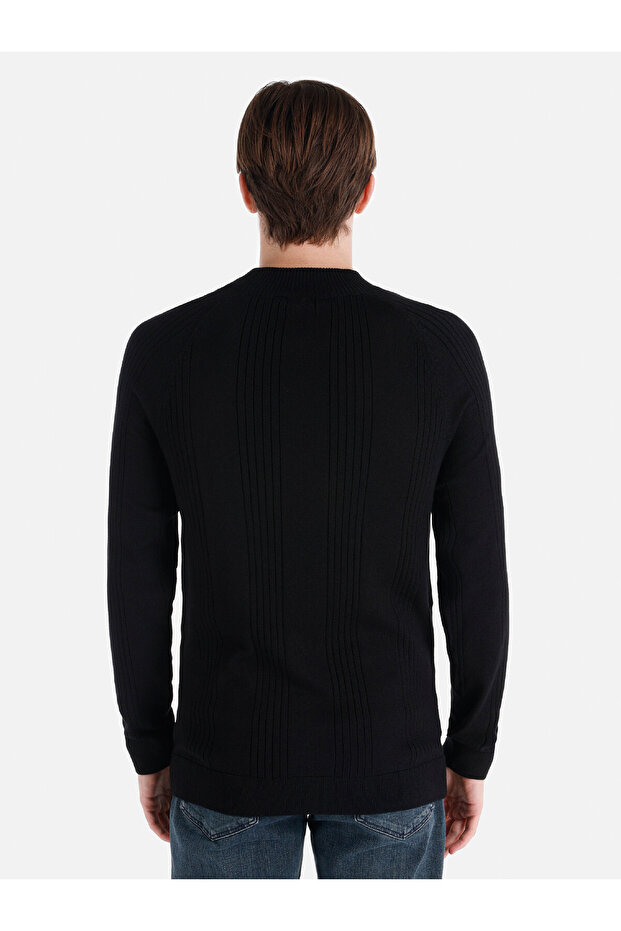 Dar Kesim Basic Siyah Erkek Kazak - 2