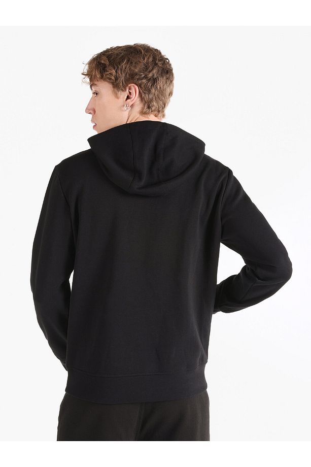 Regular Fit Baskılı Kapüşonlu Siyah Erkek Sweatshirt - 2