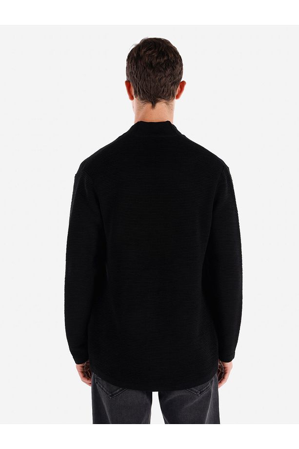 Regular Fit Cepli Siyah Erkek Hırka - 6