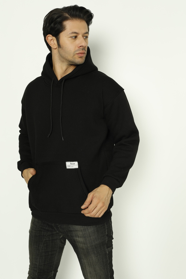 سويت شيرت بقلنسوة أساسي كبير الحجم غير مطبوع - 4