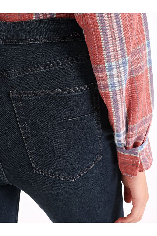 791 Monica Regular Fit Normal Bel Geniş Paça Koyu Mavi Kadın Pantolon - 7