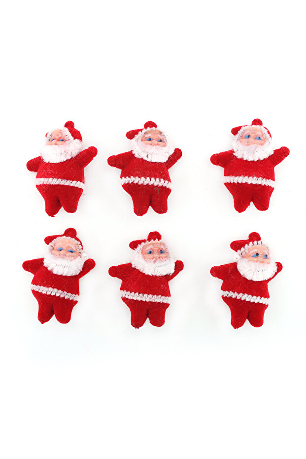 5cm 6 Pieces Cheesy Flocked Christmas Tree Ornament with Santa Claus Figure