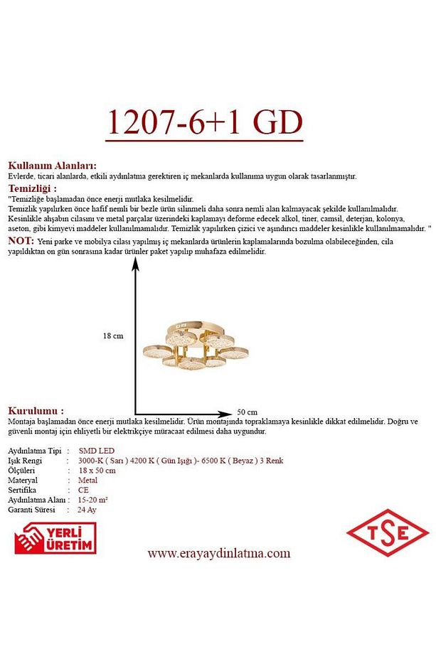 1207-7 GD 7 li Sarı Led Avize - 3