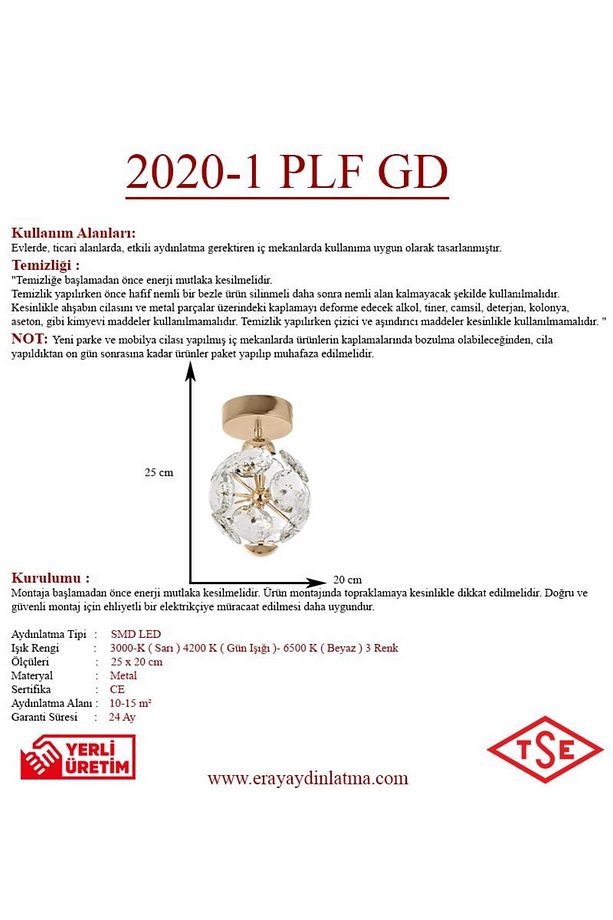 2020-1 GD Tekli Plofonyer Led Avize - 3