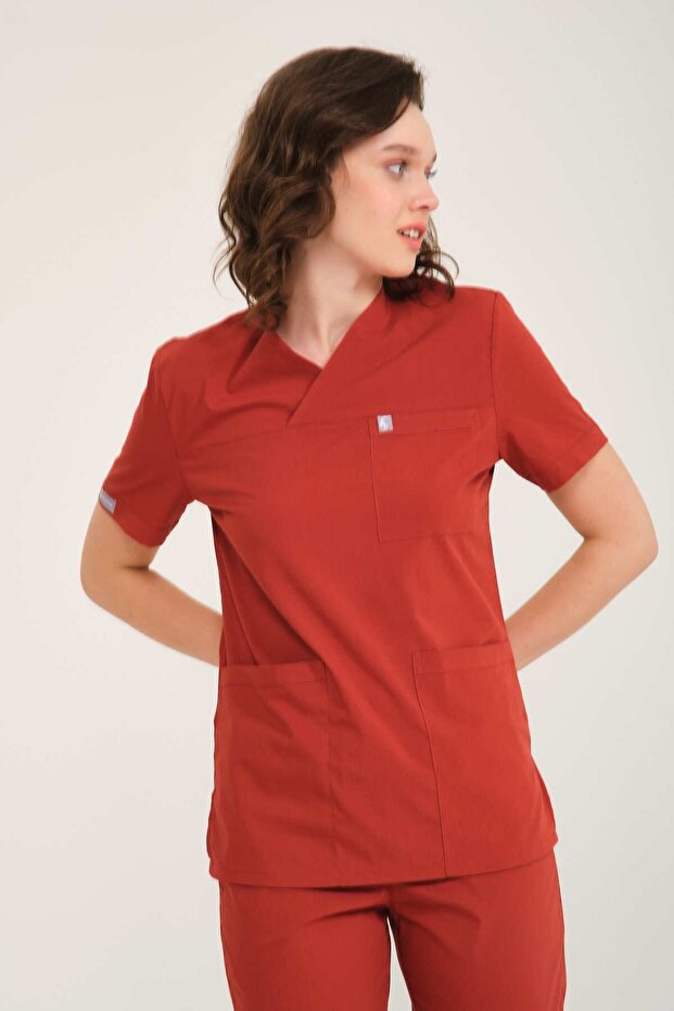 Lycra Scrubs Tile Envelope Collar Doctor Nurse Jersey Single Top
