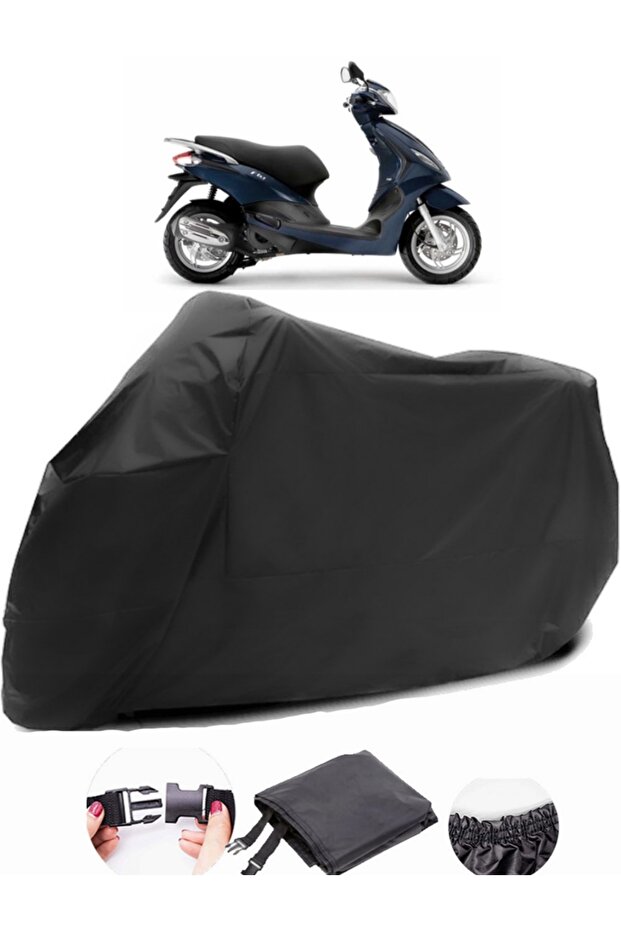Piaggio FLY 125 3V Black Motorcycle Cover Waterproof Durable Fabric