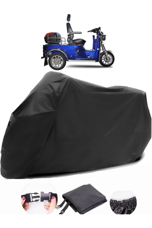 Yuki YK-25 Pony Compatible Black Motorcycle Tarpaulin Waterproof Durable Fabric
