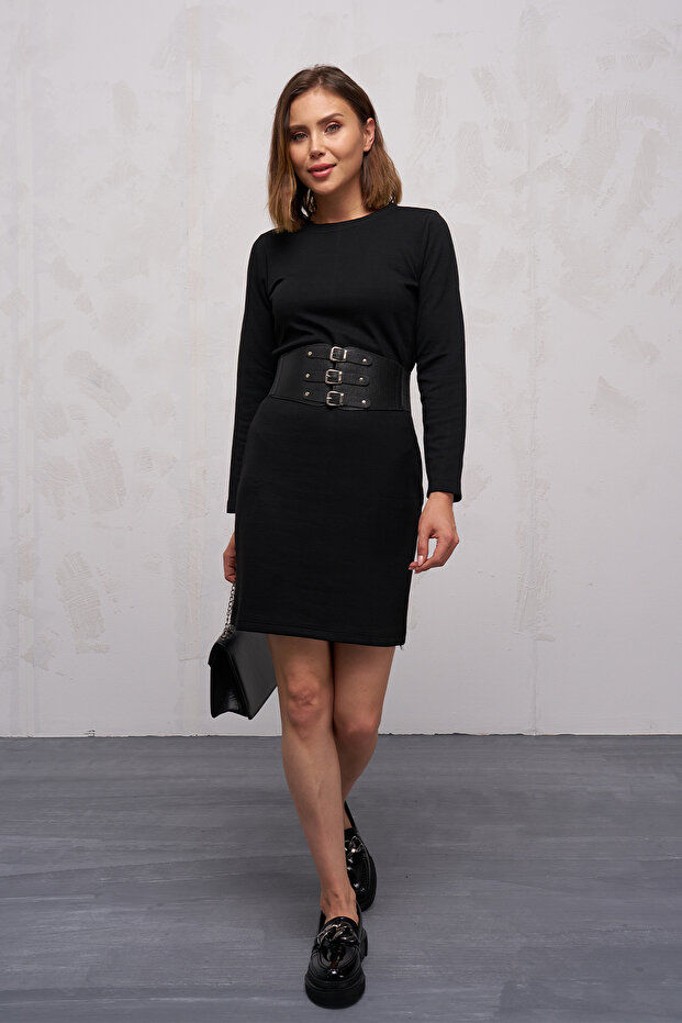 Rochie de damă cu mânecă lungă cu decolteu - 1