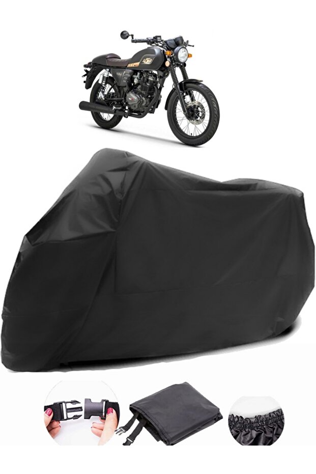 RKS Cafe 152 Compatible Black Motorcycle Tarpaulin Waterproof Durable Fabric