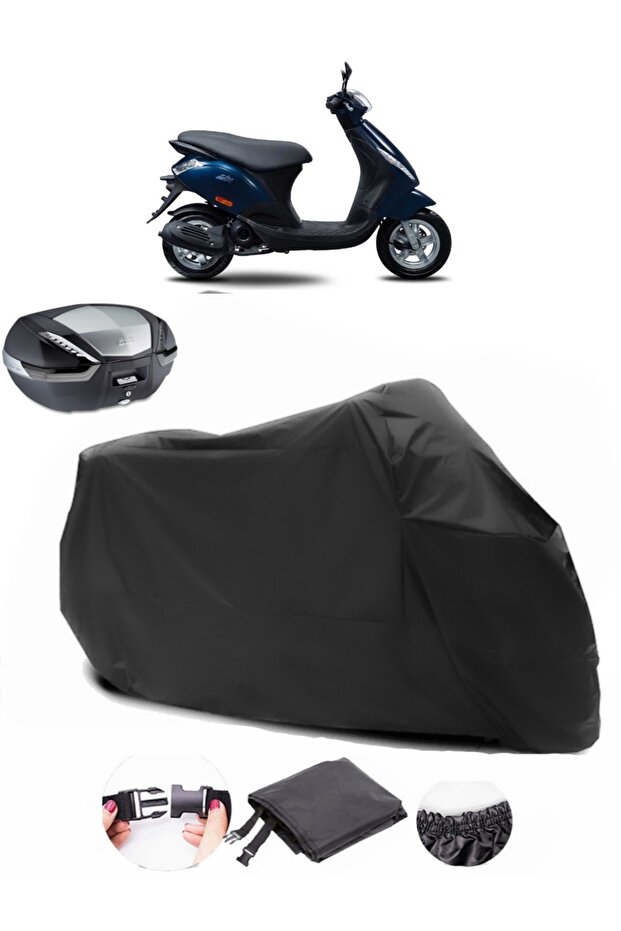 Piaggio Zip 100 Backpack Compatible Black Motorcycle Tarpaulin Waterproof Durable Fabric