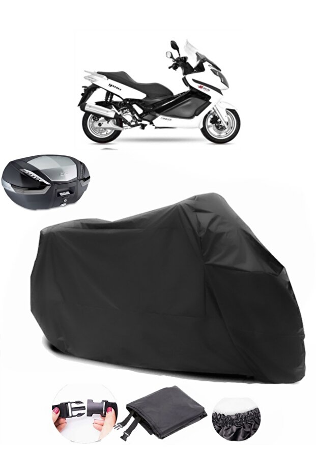 Yuki QM250T Maximum Rear Bag Compatible Black Motorcycle Tarpaulin Waterproof Durable Fabric