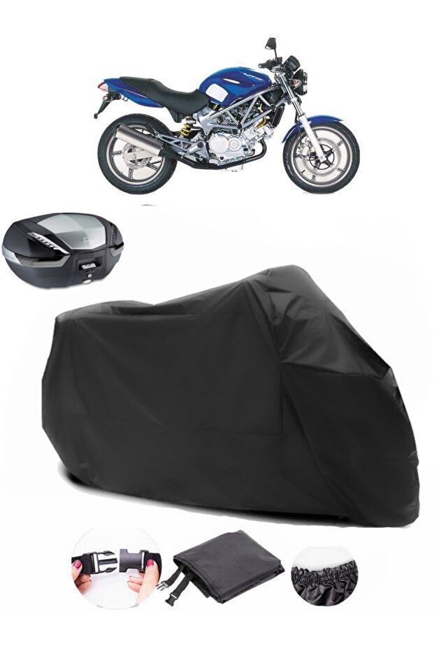 Honda VTR 250 Rear Bag Compatible Black Motorcycle Tarpaulin Waterproof Durable Fabric