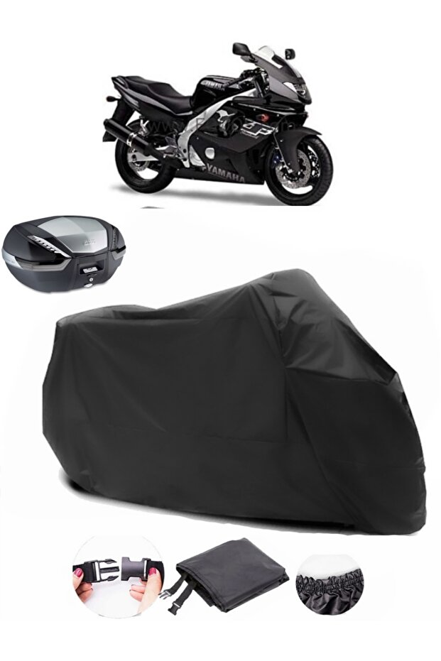 Yamaha YZF 600 R Thundercat Rear Bag Compatible Black Motorcycle Tarpaulin Waterproof Durable Fabric