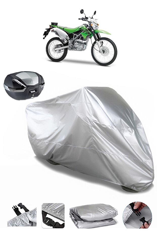 Motorcycle Cover Compatible with Kawasaki KLX 150 L Rear Bag , Waterproof and Durable Fabric.