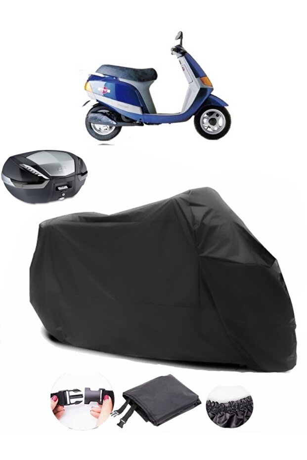 Piaggio Sfera 80 Back Bag Compatible Black Motorcycle Tarpaulin Waterproof Durable Fabric