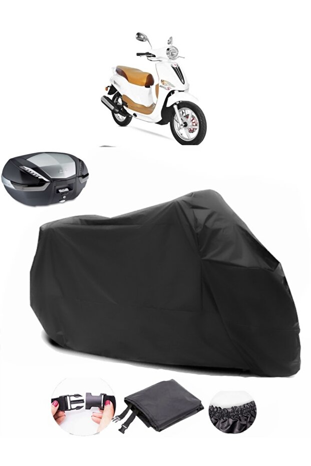 Yuki YK 150 T-3 Rear Bag Compatible Black Motorcycle Tarpaulin Waterproof Durable Fabric