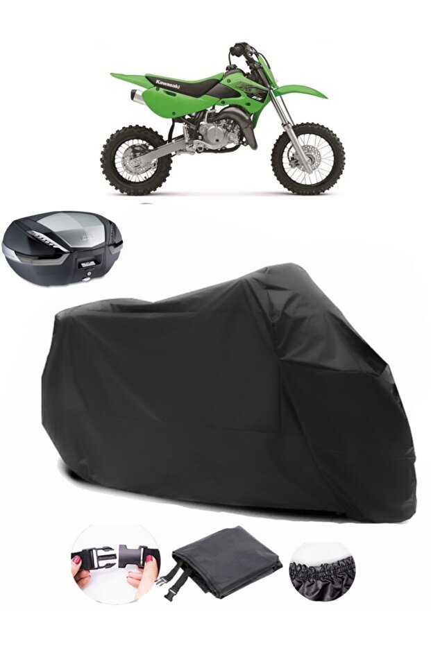 Kawasaki KX 65 Rear Bag Compatible Black Motorcycle Tarpaulin Waterproof Durable Fabric