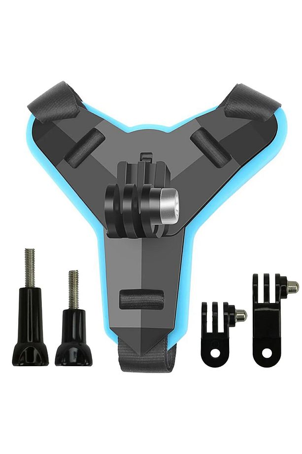 5 Parça Aksiyon Kamera Tutucu Jaw Mount Motor Kask Çene Tutma Aparatı Mavi - 1