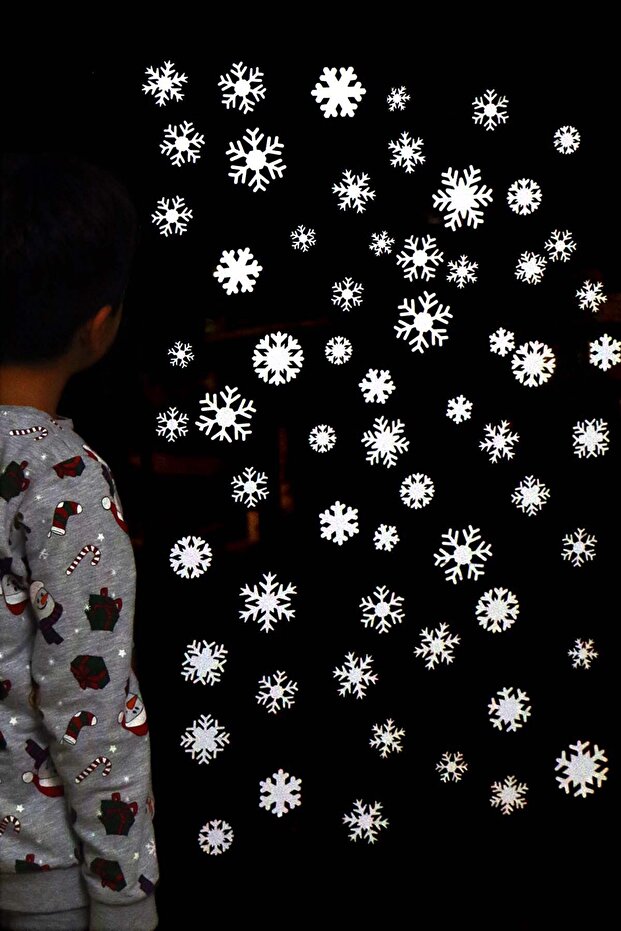 Snowflakes Sticker Set - New Year Glass Ornament Snowflake 60 pieces
