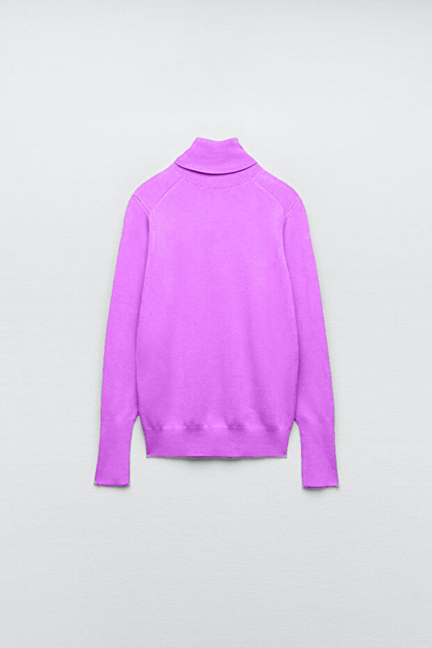 Basıc Balıkçı Yaka Triko Kazak-LİLA - 2