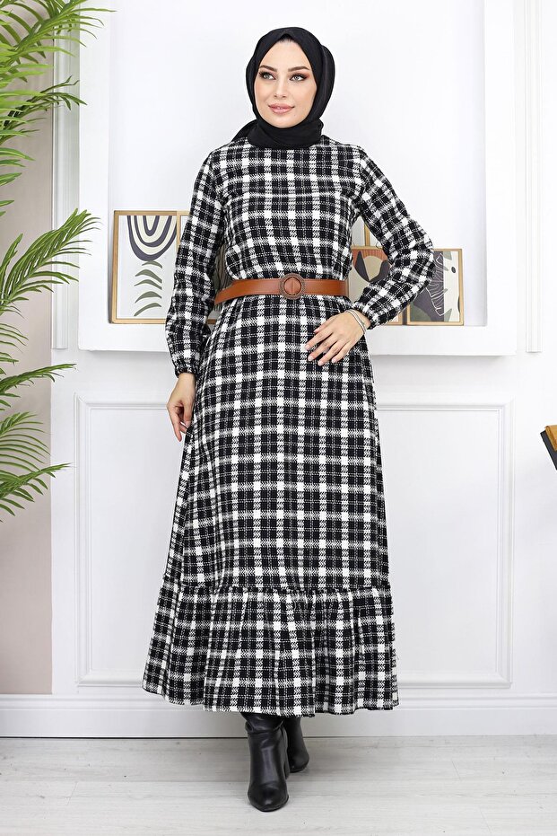 Frilly Hijab Dress Black 19165