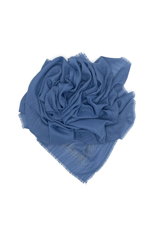 Stone Embroidered Flamed Rose Pattern Scarf 100x100cm